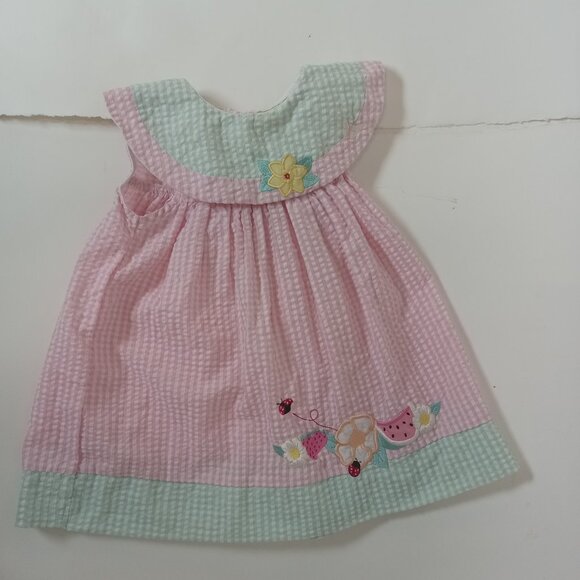 Vintage Sears Baby Pink Checkered Gingham Toddler Dress Sz 2T 24 Months Flower - Picture 1 of 15